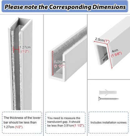 46 52 58 60 70 72 Inch Light Blocking Strips, U-Shaped Side Rail Track for Blackout Roller Blinds, Home Theaters/Hotel/Nursery Light Blockers(Black 2Pcs,65Cm/25.6Inch/2.1Ft)