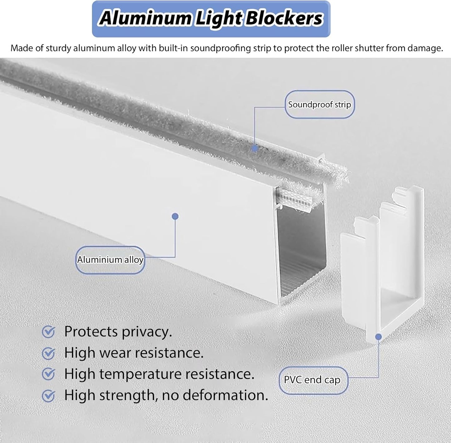 46 52 58 60 70 72 Inch Light Blocking Strips, U-Shaped Side Rail Track for Blackout Roller Blinds, Home Theaters/Hotel/Nursery Light Blockers(Black 2Pcs,65Cm/25.6Inch/2.1Ft)